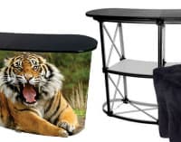 Cetak Meja Pop up Promotion Table Print Meja Popup Promosi Promotional Desk Magnetic Counter Booth Portable Exhibition